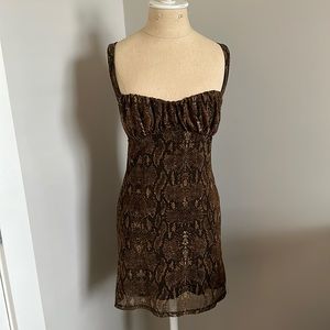 UO Brown Snakeprint Mini Dress